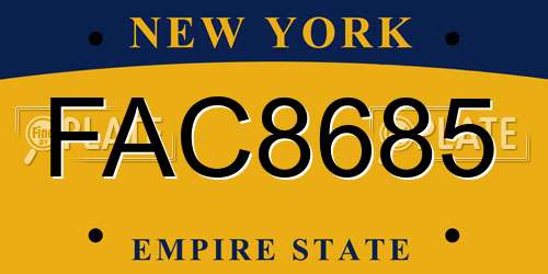 FAC8685 New York License Plate