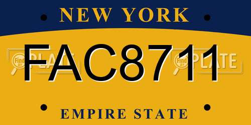 FAC8711 New York License Plate