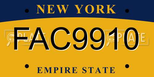 FAC9910 New York License Plate