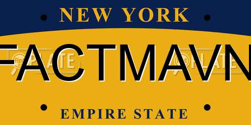 FACTMAVN New York License Plate