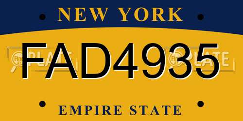 FAD4935 New York License Plate