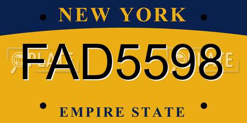 FAD5598 New York License Plate
