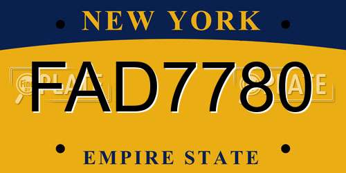 FAD7780 New York License Plate