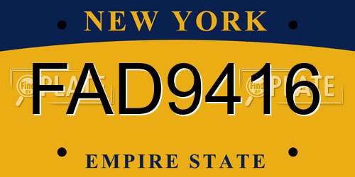 FAD9416 New York License Plate