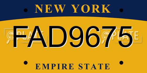 FAD9675 New York License Plate