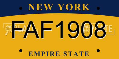 FAF1908 New York License Plate