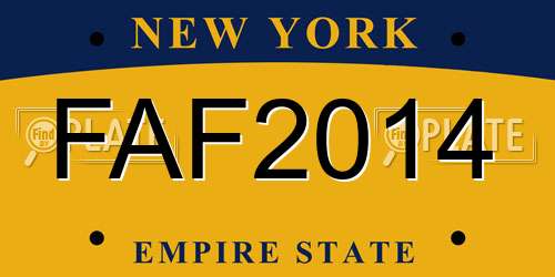 FAF2014 New York License Plate