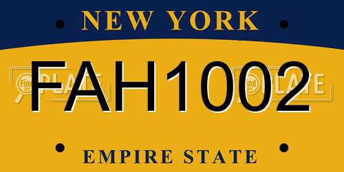 FAH1002 New York License Plate