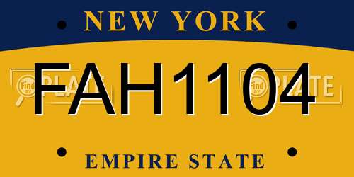 FAH1104 New York License Plate