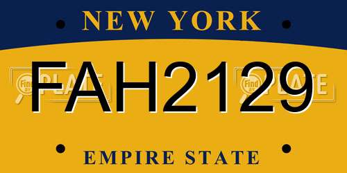 FAH2129 New York License Plate