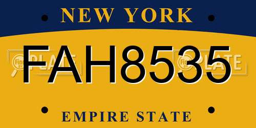 FAH8535 New York License Plate
