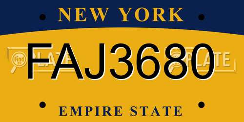 FAJ3680 New York License Plate