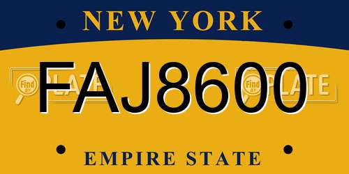 FAJ8600 New York License Plate