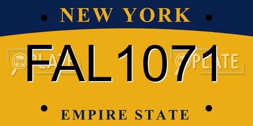 FAL1071 New York License Plate