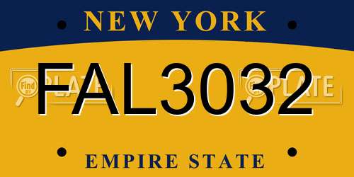 FAL3032 New York License Plate