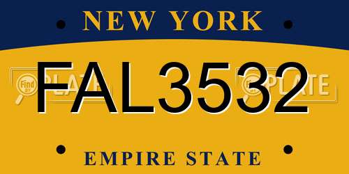 FAL3532 New York License Plate