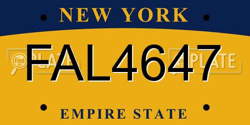 FAL4647 New York License Plate