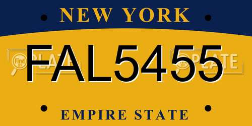 FAL5455 New York License Plate