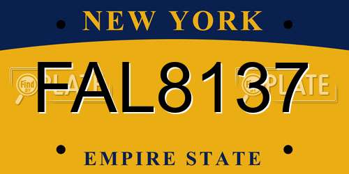 FAL8137 New York License Plate