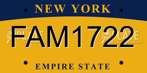 FAM1722 New York License Plate