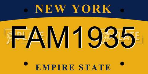 FAM1935 New York License Plate