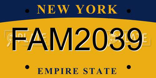 FAM2039 New York License Plate