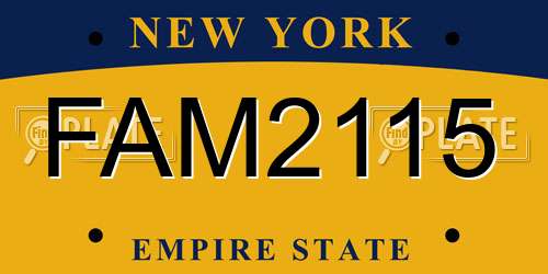 FAM2115 New York License Plate