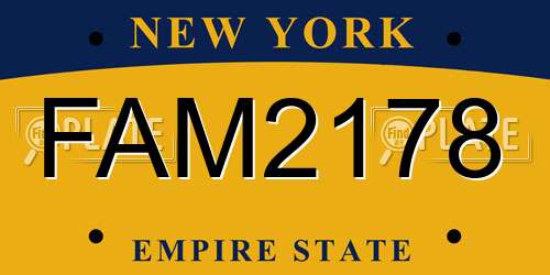 FAM2178 New York License Plate