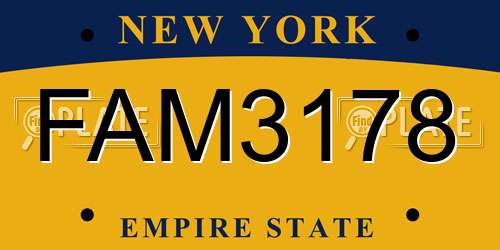 FAM3178 New York License Plate