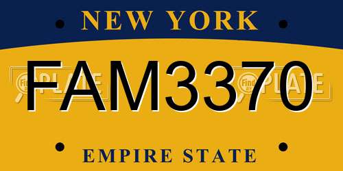 FAM3370 New York License Plate