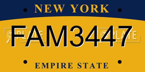 FAM3447 New York License Plate