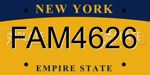 FAM4626 New York License Plate