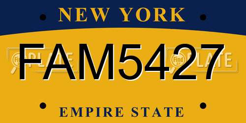 FAM5427 New York License Plate