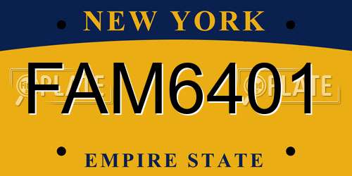 FAM6401 New York License Plate