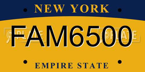 FAM6500 New York License Plate