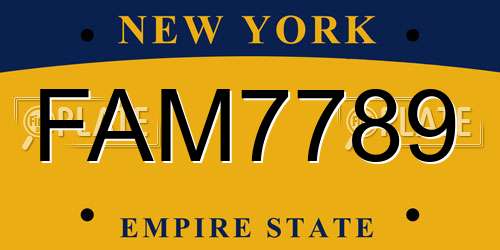 FAM7789 New York License Plate