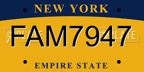 FAM7947 New York License Plate