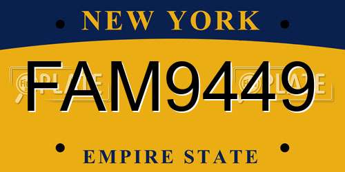 FAM9449 New York License Plate
