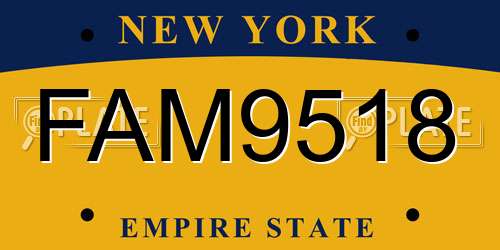 FAM9518 New York License Plate