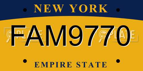 FAM9770 New York License Plate