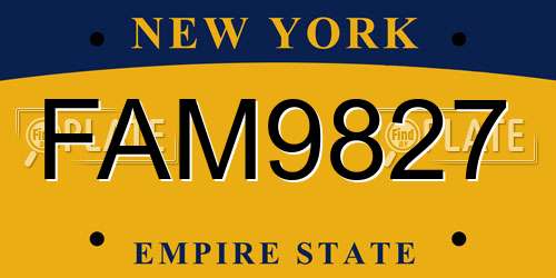 FAM9827 New York License Plate