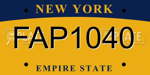 FAP1040 New York License Plate