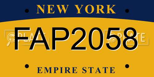 FAP2058 New York License Plate
