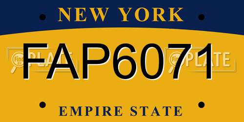 FAP6071 New York License Plate