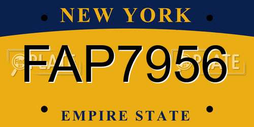 FAP7956 New York License Plate