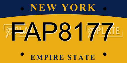 FAP8177 New York License Plate