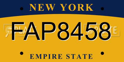 FAP8458 New York License Plate