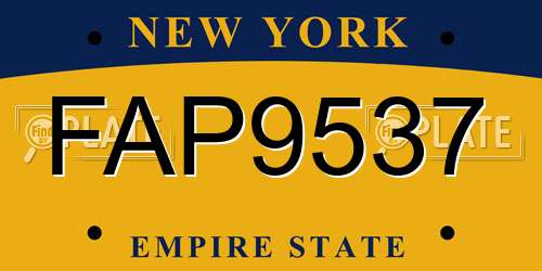 FAP9537 New York License Plate
