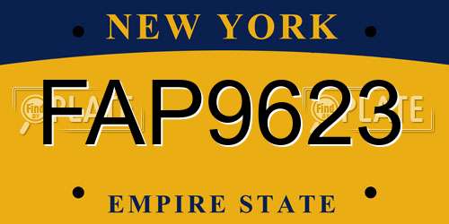 FAP9623 New York License Plate