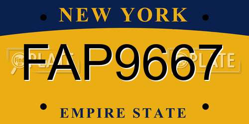 FAP9667 New York License Plate